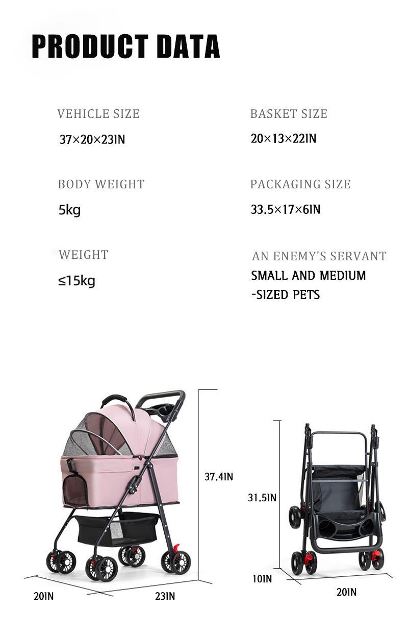 Pawzseek Pet Stroller for Cats and Dogs - Foldable Outdoor Animal Carrier with Sun-Rain Cover, Breathable Mesh Panel, Storage Bag self heating bed