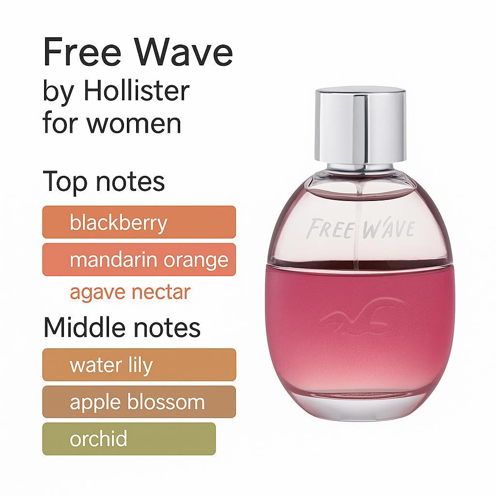 Hollister Wave Eau De Parfum for Women 3.4 oz Soft Floral Daydream Fragrance Gift for Women US Origin Starfruit Quince Orchid Hibiscus Women's Exotic Floral Fragrance,Holiday Gift