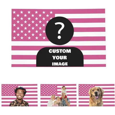 Customizable Pink American Flag Rectangular Tapestry - 40x60 in, Personalized Photo Upload Design, Whimsical Home Decor, Cool Room Wall Decor, Girl Room Aesthetic Supply, Female Adult Gift