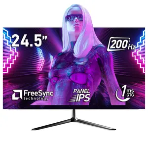 24.5 Inch IPS PC 200Hz Gaming Monitor, FHD 1080p Screen, 1ms Without Bezel, freesync, 99% sRGB, 178 ° Angle View, HDMI、DisplayPort, Compatible with Wall mounting 75 * 75MM - Black