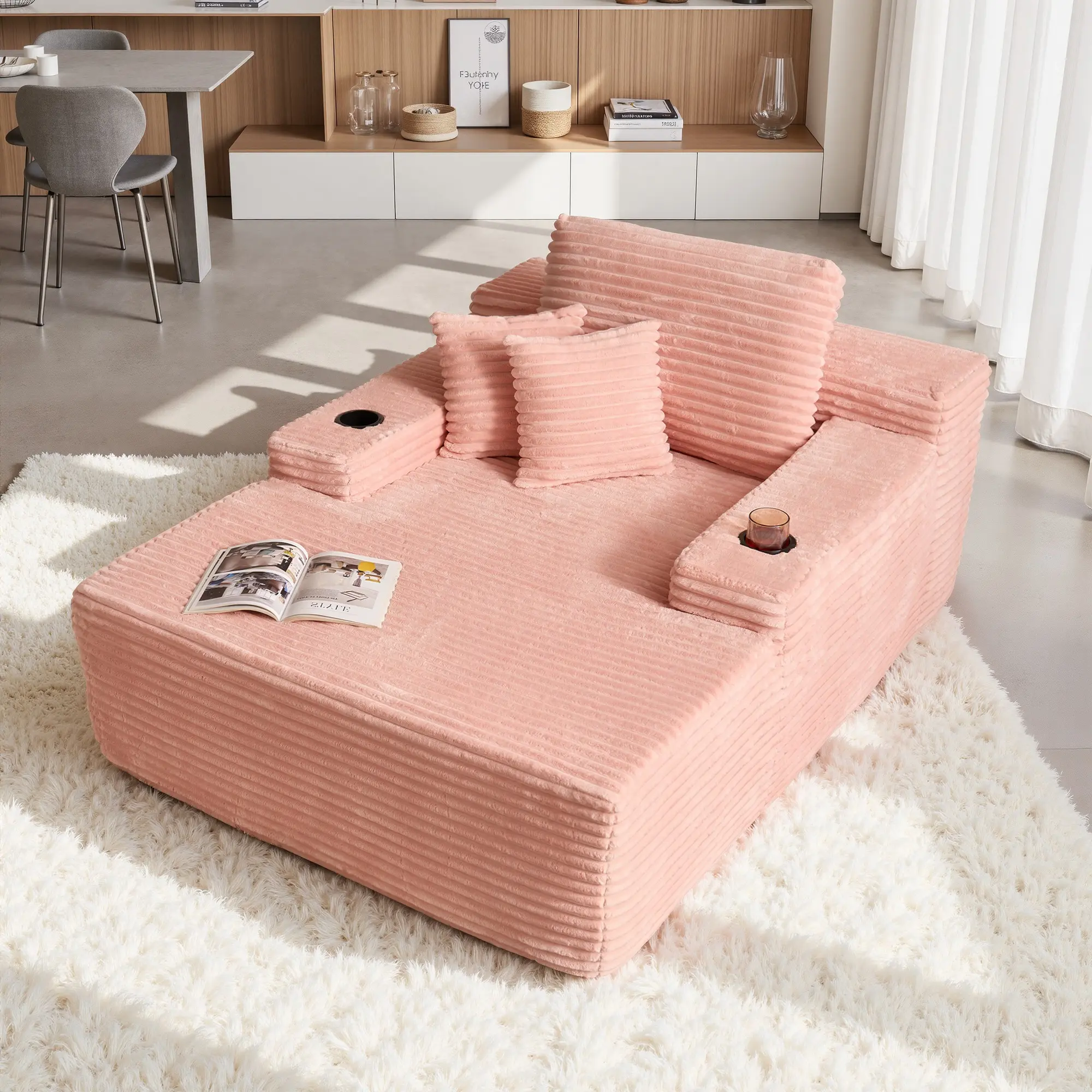 Single Chaise | Pink Plush