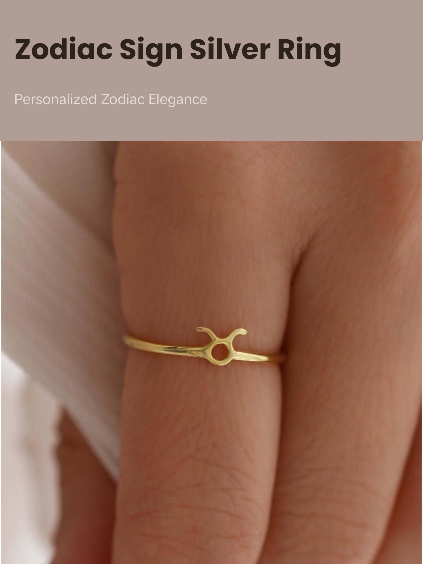 Tiny Zodiac Ring, Dainty Zodiac Ring, Astrology Ring, Zodiac Jewelry, Zodiac Sign, Personalized Ring, Custom Ring Silver