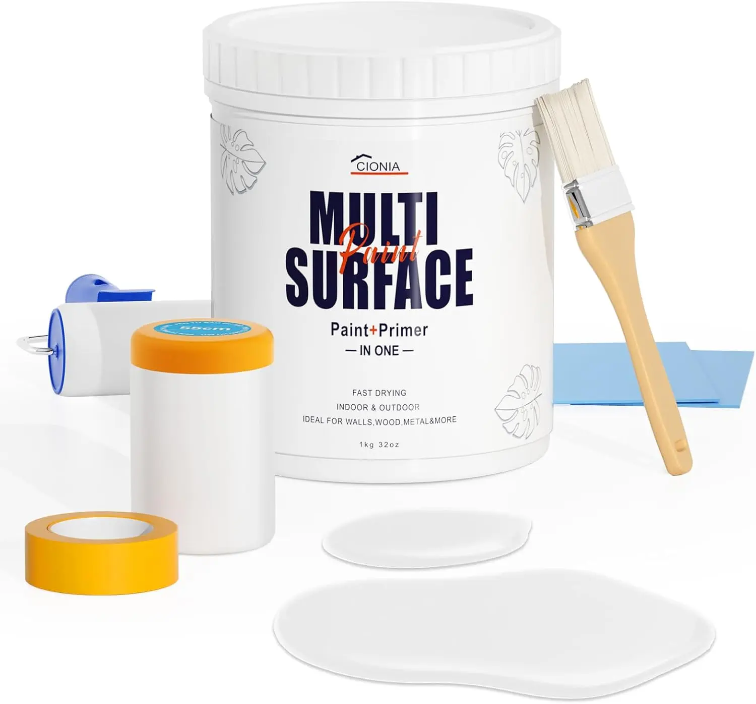 All-Match Water-Based Paint - Easy-to-Use, No Sanding, Quick Drying, Excellent Coverage for Furniture, Cabinets, Wood, Walls, Metal, Ceramics, Vinyl, Leather - Indoor/Outdoor Home Improvement Paint Supply