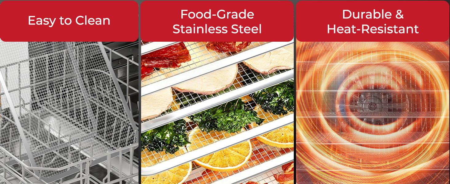 Rosewill Food Dehydrator Machine, 8 Stackable Trays with Adjustable 48H Timer and Temperature Control Up to 195F - Electric Food Preserver for Fruits, Veggies, Meats & Dog Treats