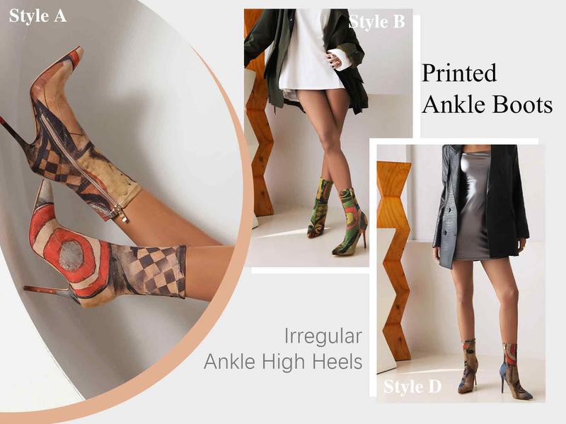 Vivianly Stretch Pointed Toe Sock Booties Mid-Calf Ankle Boot Stiletto Heel Boots for Women Zipper Closure Unique Pattern Comfortable Elastic Fabric
