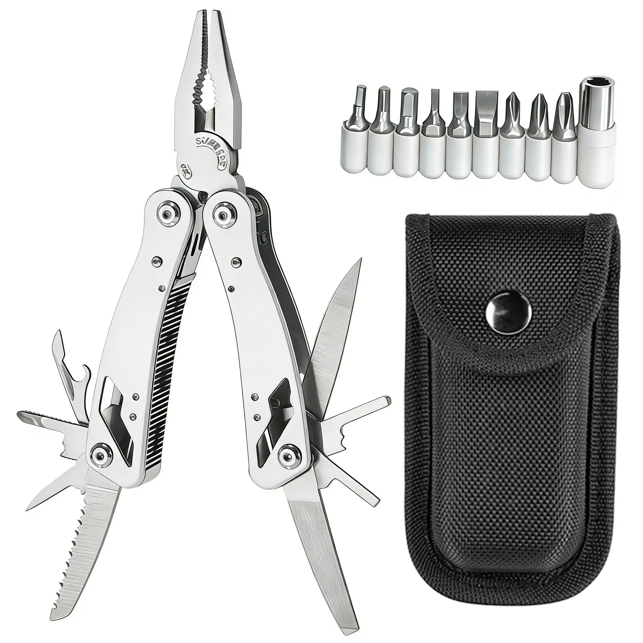 EDC Multitool, 22-in-1 Stainless Steel Multi Tool Pliers Pocket Knife, Nylon Sheath, Professional (EDC) Multi-Tool for Survival, Camping and Hunting, Hiking, Gifts for Men