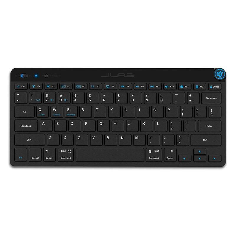 JLab Go Wireless Keyboard, Connect Via Bluetooth or USB Wireless Dongle, Multi-Device Ultra-Compact for a Minimalist or Portable Set-Up