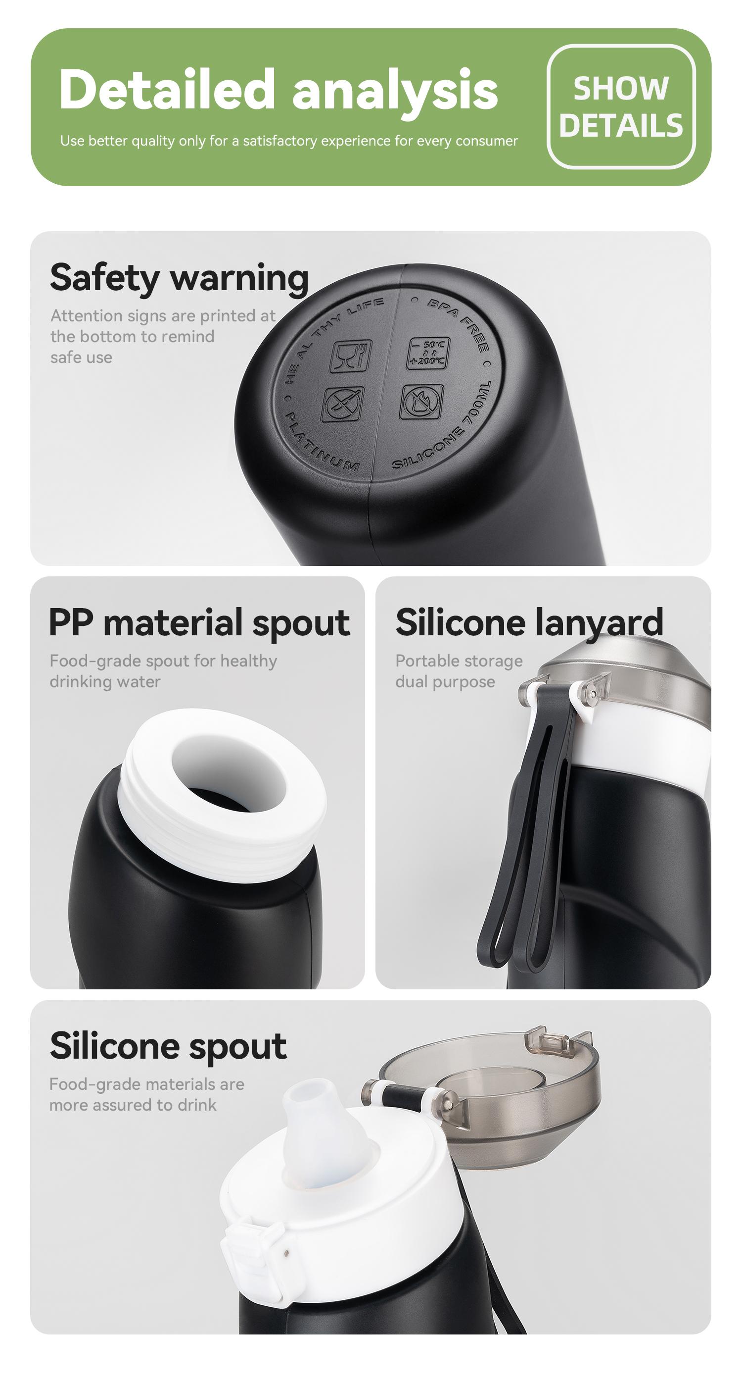 Slant Spout Straight Folding Soft Kettle Travel water bottle Sports Portable Sport Water Bottle Reusable Water Bottles 700ml Food-Grade Material Water-proof Camping Water Bottle