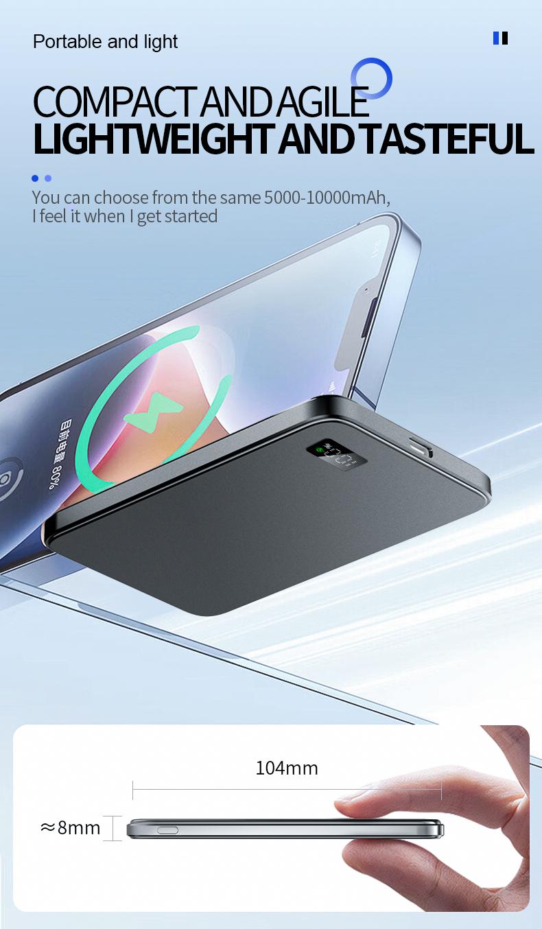 10000mAh/5000mAh Magnetic Wireless Charger Power Bank for iPhone 16/15/14/13/12, Compact, Fast Charging, Portable, Digital Display Chargeable 10000mAh/5000mAh Magnetic Wireless Charger Power Bank for iPhone 16/15/14/13/12, Compact, Fast Charging, Portable, Digital Display Chargeable