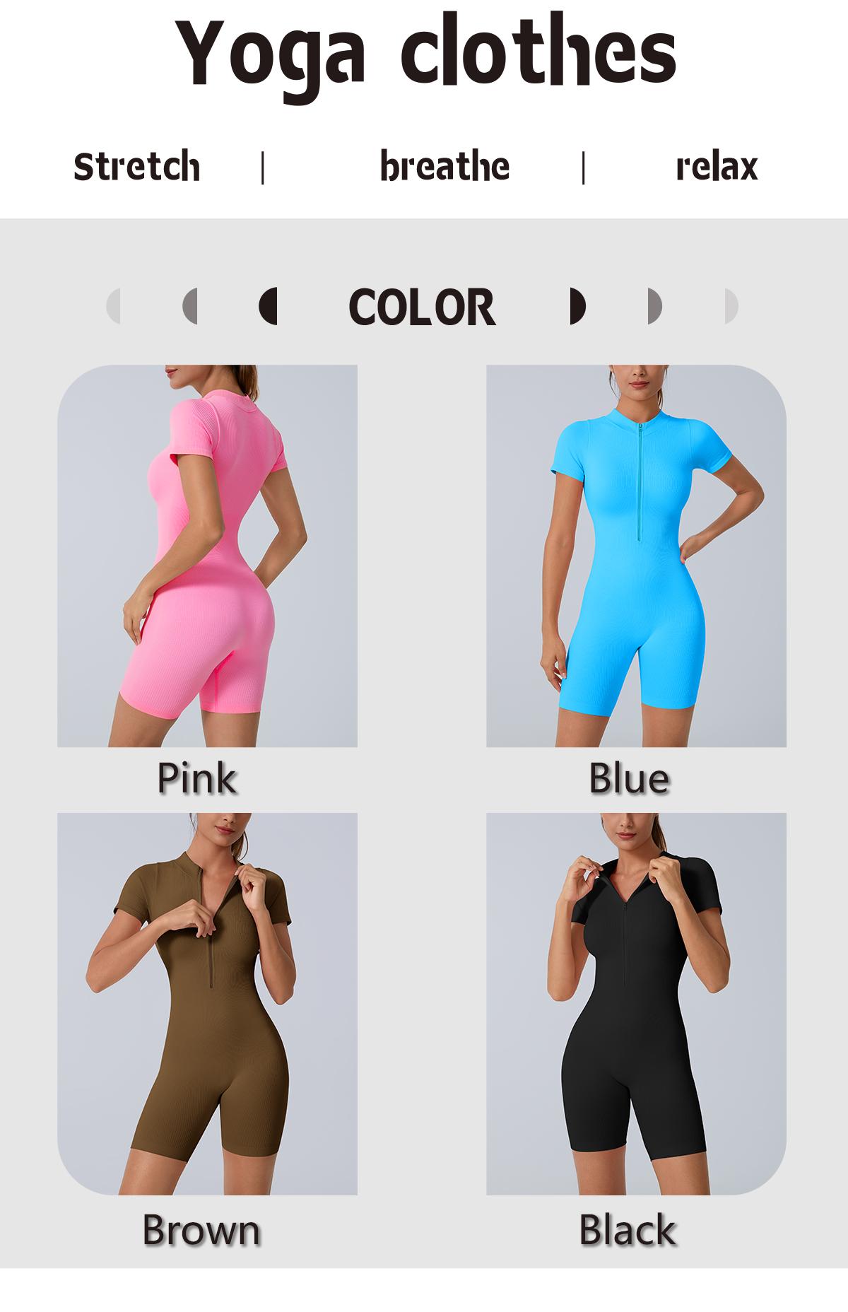 NcmRyu Women's Short Sleeve Zip-Front Romper  & 4-Way Stretch for Gym Yoga -Sporty Jumpsuit Workout Jumpsuits Stretchable Activewear women sport clothing