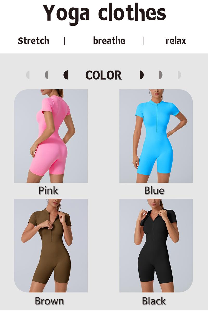 NcmRyu Women's Short Sleeve Zip-Front Romper  & 4-Way Stretch for Gym Yoga -Sporty Jumpsuit Workout Jumpsuits Stretchable Activewear women sport clothing