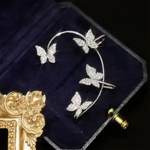 Rhinestone Butterfly Ear Cuff – Gold or Silver Dainty Crystal Ear Cuff (No Piercing)