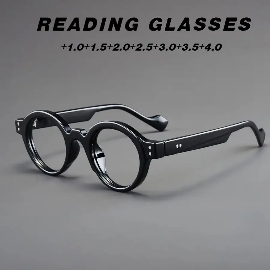Vintage Round Frame HD Resin Reading Glasses, Reading Eyewear, Unisex Multi-Color Full Frame, Lightweight Tr Bifocal Lenses, Multifocal Eyeglasses, 100-400 Degrees, Eye Fatigue Relief