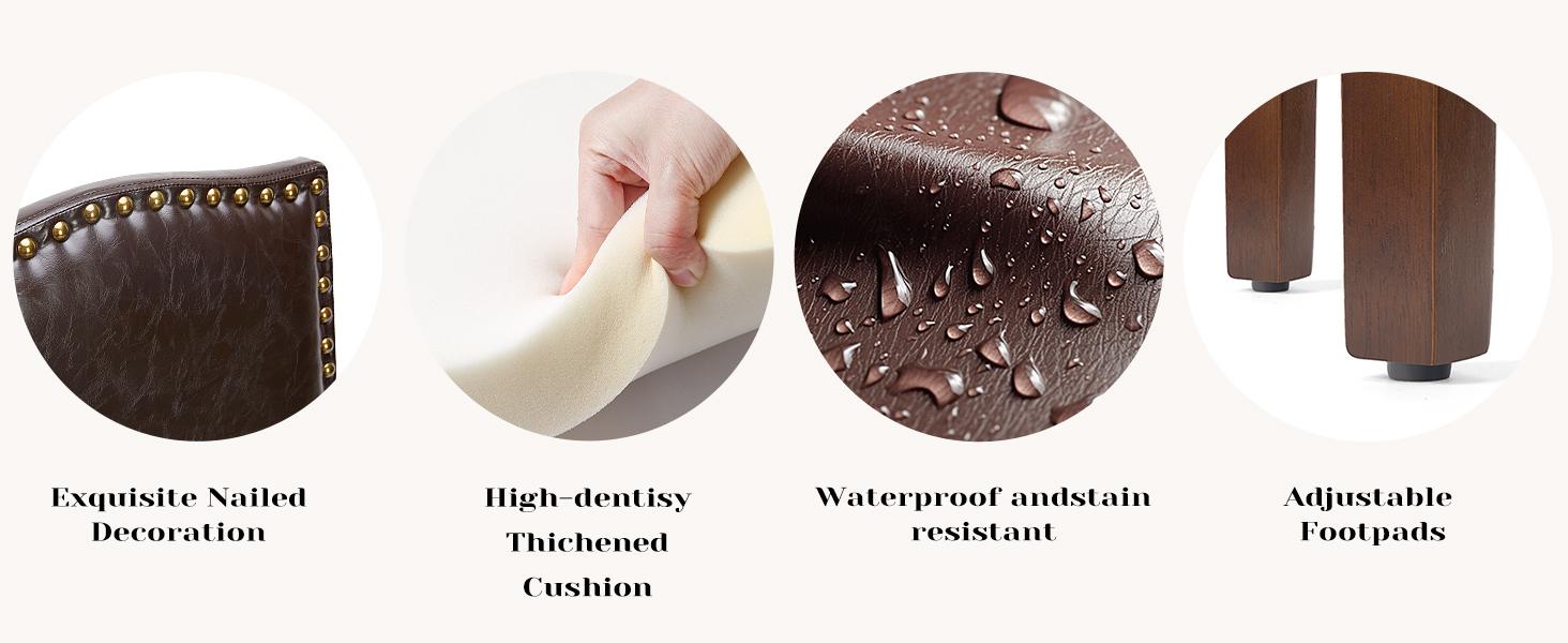 Upholstered Dining Room Chairs Modern Fabric Living Room Chairs Parsons with Nailhead Trim and Wood Legs Armless Kitchen Side Chair