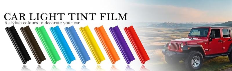 1 X 5ft Car Light Tint Film, with Squeegee & Cutter Cuttable&Stretchability Car Headlight Taillight Fog Light Vivid Vinyl Wrap Protector,Non-Marking Self-Adhesive Decals Car Decor Red/Black/Blue