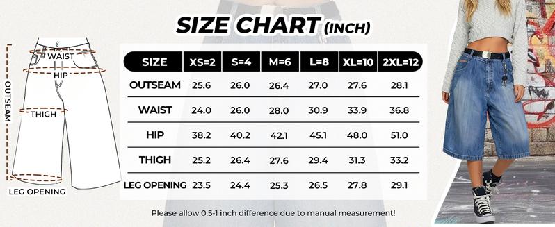 EMMIOL Baggy Jorts for Women Wide Leg Denim Shorts Y2k Mid Rise Bermuda Streetwear Boyfriend Jean Shorts with Pockets