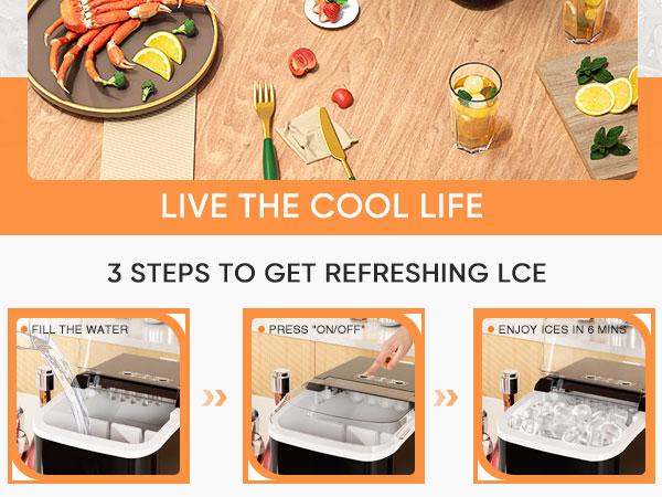 SweetFurniture Countertop Ice Maker Machine, Basket and Handle, 9 Cubes in 6 Mins, 26.5lbs/24Hrs, 2 Sizes of Bullet Kitchen Utensils SweetFurniture Countertop Ice Maker Machine, Basket and Handle, 9 Cubes in 6 Mins, 26.5lbs/24Hrs, 2 Sizes of Bullet Kitchen Utensils