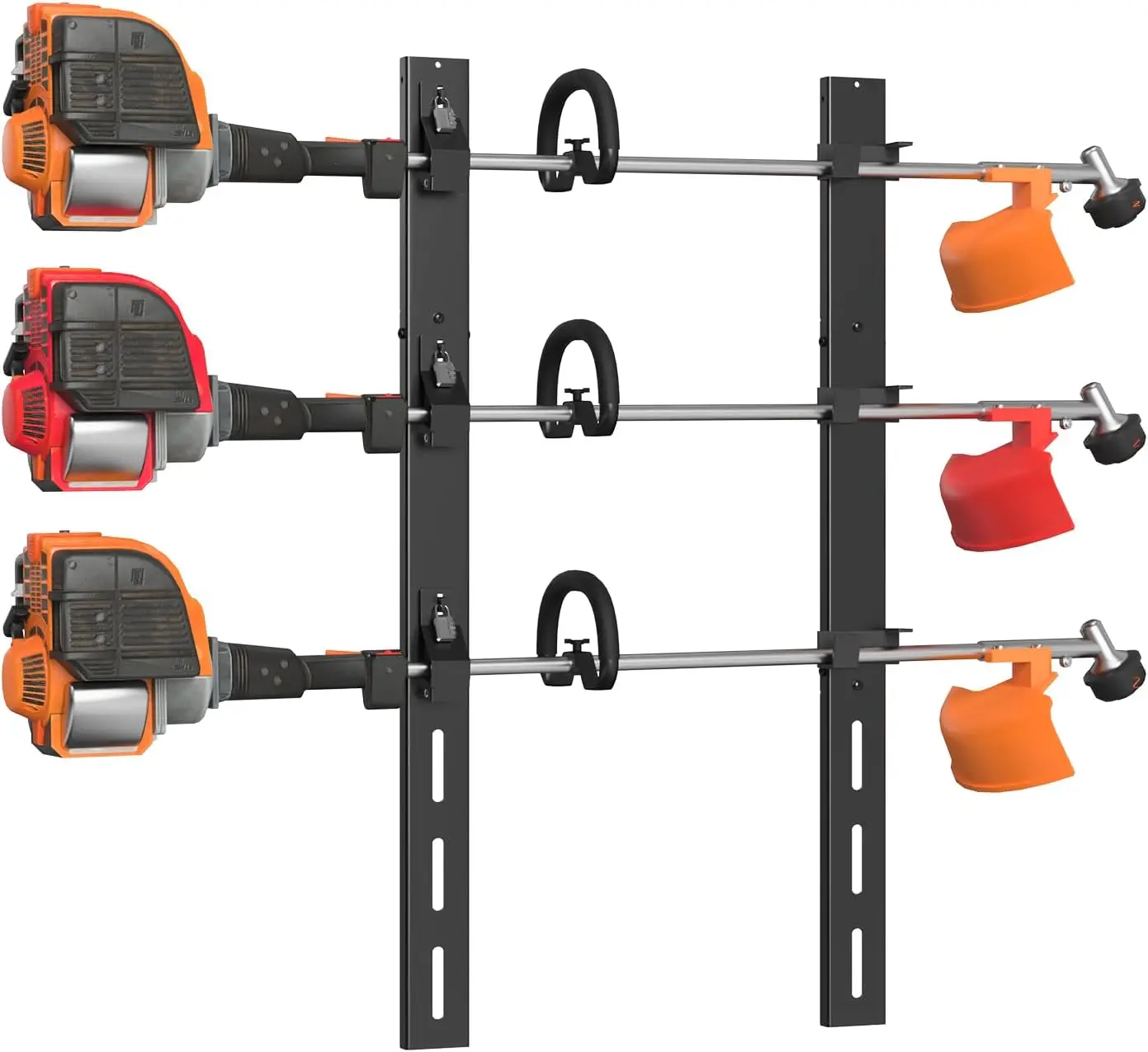 Weed Eater Rack for Trailer, 3 Place Heavy Duty Rust-Proof Weedeater Racks, Trimmer Rack for Open Trailer Truck with Combination Locks