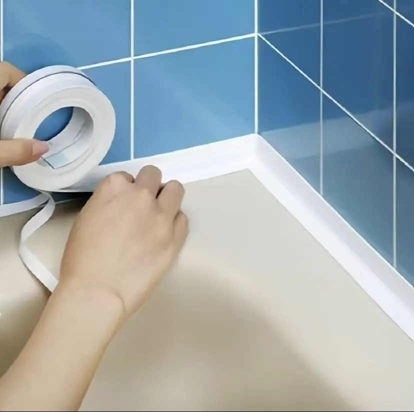 Bath & Kitchen Caulk Tape Sealant Strip, Bathroom Sealing Tape, 、PVC Self Adhesive Tub & Wall Sealing Tape Caulk Sealer Tools, Shower Tile Sealer , Adhesive Sealant, Waterproof Bond Seal, Waterproof Caulk Tape