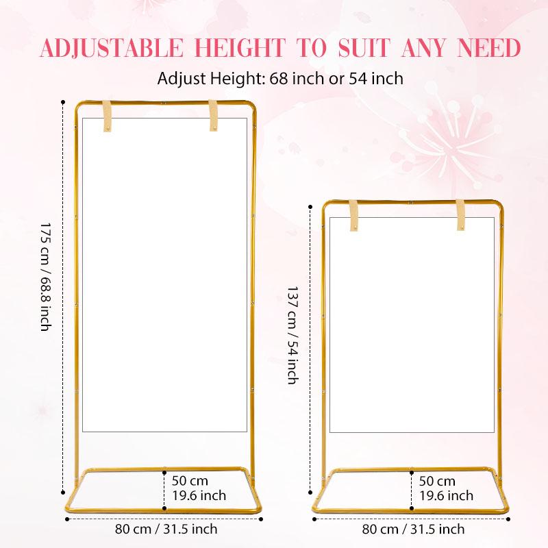 Rectangular Golden Metal Arch Decorated with Balloons/Flowers/Banner, a Backdrop for a Party Wedding Birthday(2.6x5.7FT)