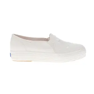 Keds Womens Triple Decker Canvas Daisy Embroidery Slip On Sneakers Shoes Casual - White