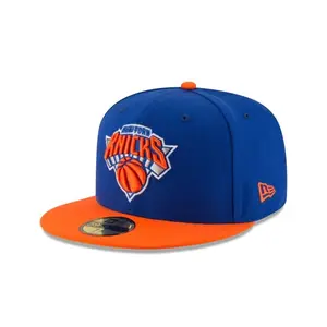 New York Knicks 2T NBA TEAM-BASIC Royal-Orange Fitted Hat by New Era Unisex Streetwear Hats Collector Style Headwear for Baseball and Urban Fashion Lovers