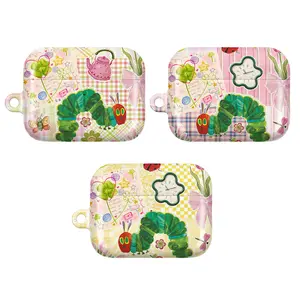 Whimsical Caterpillar AirPods Case – Cute Cottagecore Aesthetic AirPod Cover for AirPods 4 3 2 1 & AirPods Pro 3 2 1 | Whimsical Garden Collage with Bug & Floral, Kawaii Scrapbook Style, Soft Pastel Nature Vibes, Gift for Her Women Girls