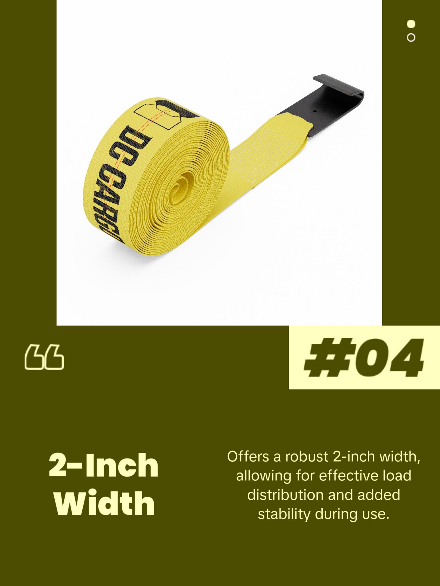 Flatbed Winch Strap with Flat Hook, 2"