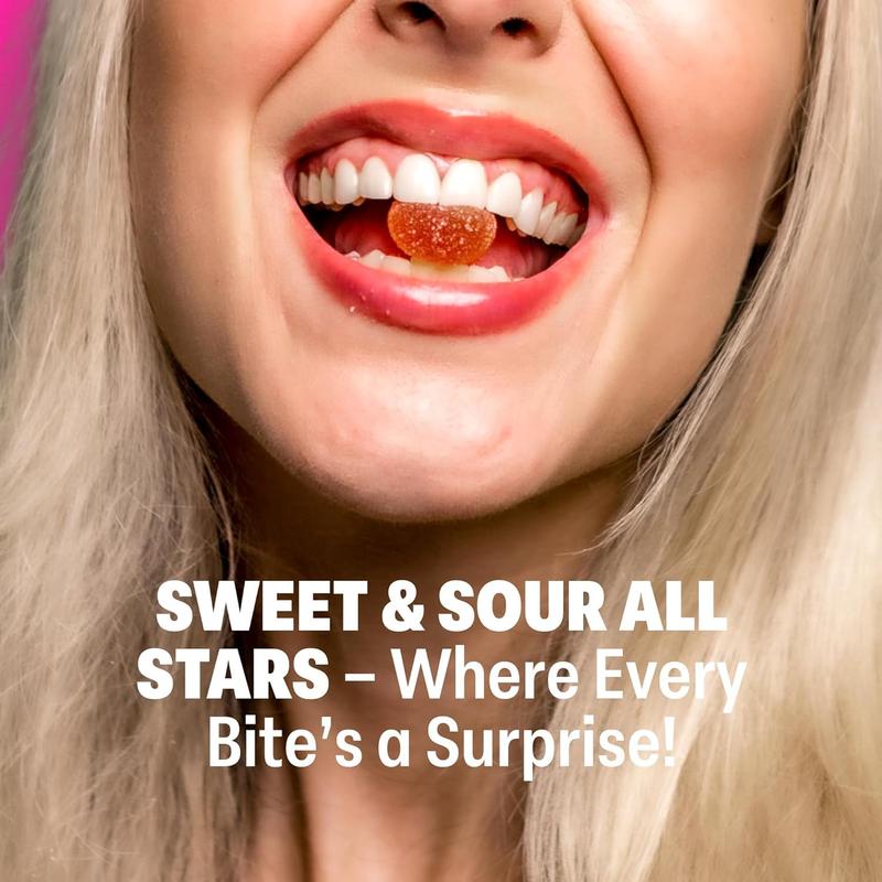 Shameless Snacks Sweet & Sour All-Stars, Sour Gummy Candy Variety Pack, Healthy, Vegan, Gluten-Free, Low Sugar, Fruit Snacks, Red Raspberry, Watermelon, Peach, Green Apple, Blue Raspberry, 6 Pack