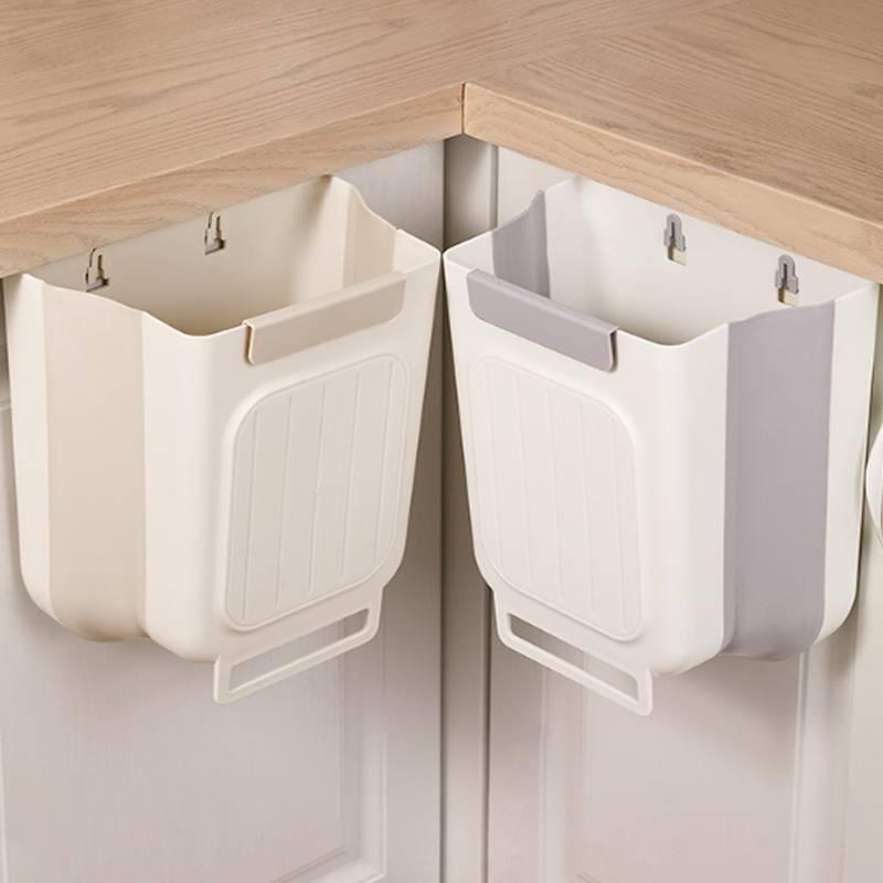 Foldable Hanging Kitchen Trash Can for Cabinet Door, Space-Saving Collapsible Waste Bin, Easy-Install Kitchen Accessory Storage Organizing