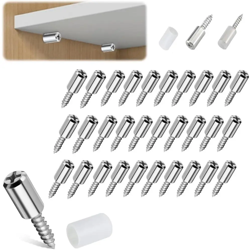 GJANSH Self-tapping screws for cabinet laminate support components, new anti-slip sleeve shelf mounting nails, suitable for shelf mounting, furniture bookshelf shelf cabinet wardrobe shelf support mounting nails