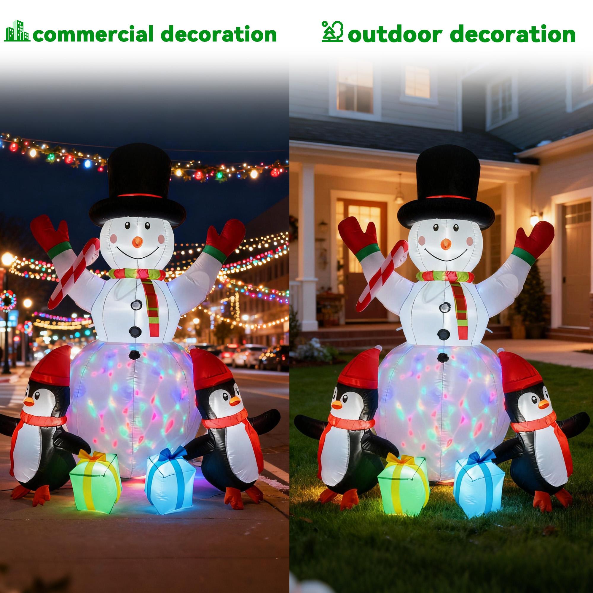 Crazy Little Mustang 6-foot inflatable Santa Claus decoration, snowman decoration with two penguins, two gift boxes, colorful rotating lights, and outdoor Christmas LED lantern banner. Crazy Little Mustang 6-foot inflatable Santa Claus decoration, snowman decoration with two penguins, two gift boxes, colorful rotating lights, and outdoor Christmas LED lantern banner.