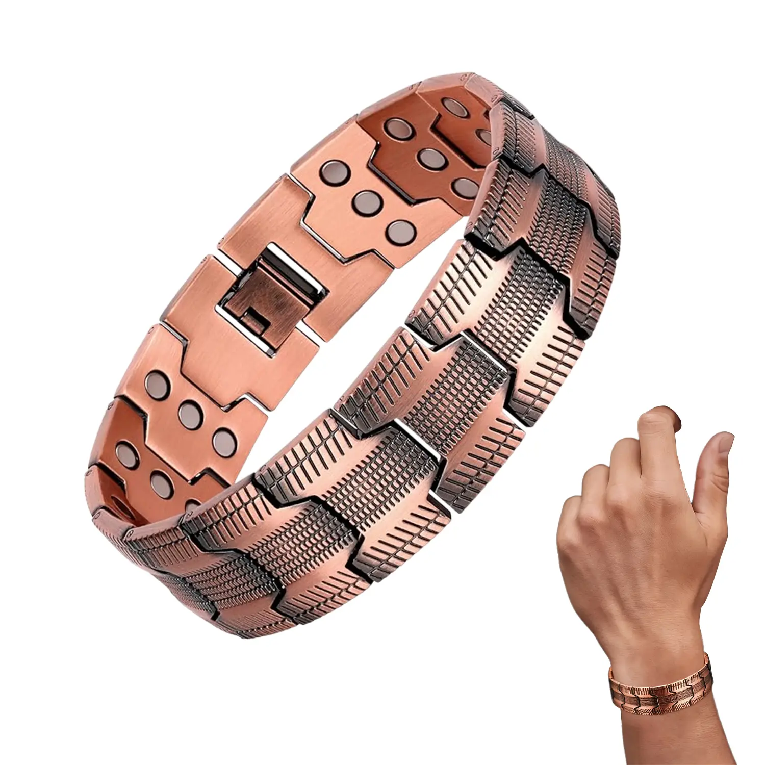 Copper Bracelet for Men, Pure Copper Magnetic Bracelet for Men – 3500 Gauss Magnets, Stylish Wellness Gift for Him, Relieve Fatigue & Boost Energy, is a jewelry magnetic bracelet for daily wear