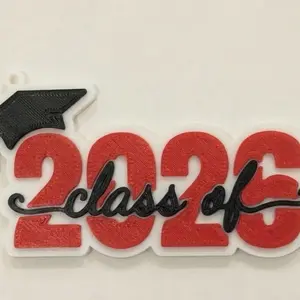 Custom Class of 2026 Keychain – Personalized Graduation Gift – 3D Printed Grad Cap Bag Tag – High School & College Keepsake