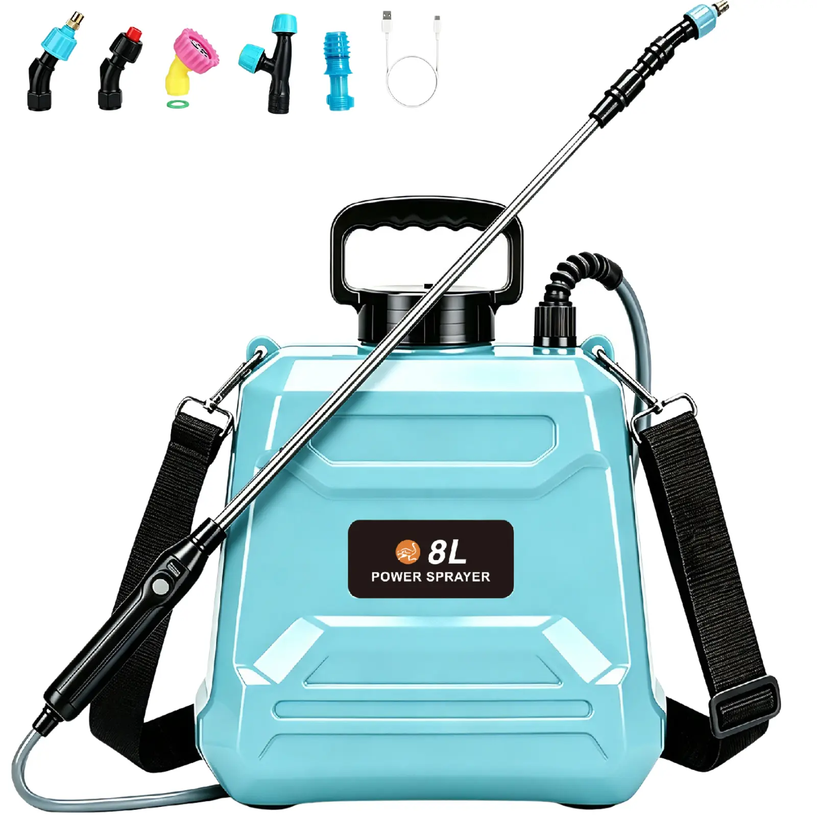 8L Power Sprayer with Adjustable Nozzles and Accessories for Efficient Application