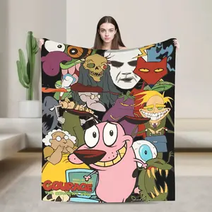 Courage Cowardlys Dog Blanket Quality Super Soft Throw Blanket Winter Boy Girl Couch Chair Funny Bedspread