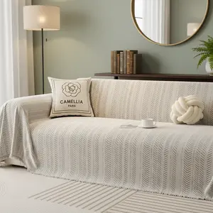 Chenille Sofa Throw Couch Cover, Classic Herringbone Pattern, Non-Slip Backing, Pet-Friendly, Scratch-Resistant & Wear-Resistant, Easy to Drape, Fits 1–4 Seater, Sectional & L-Shaped