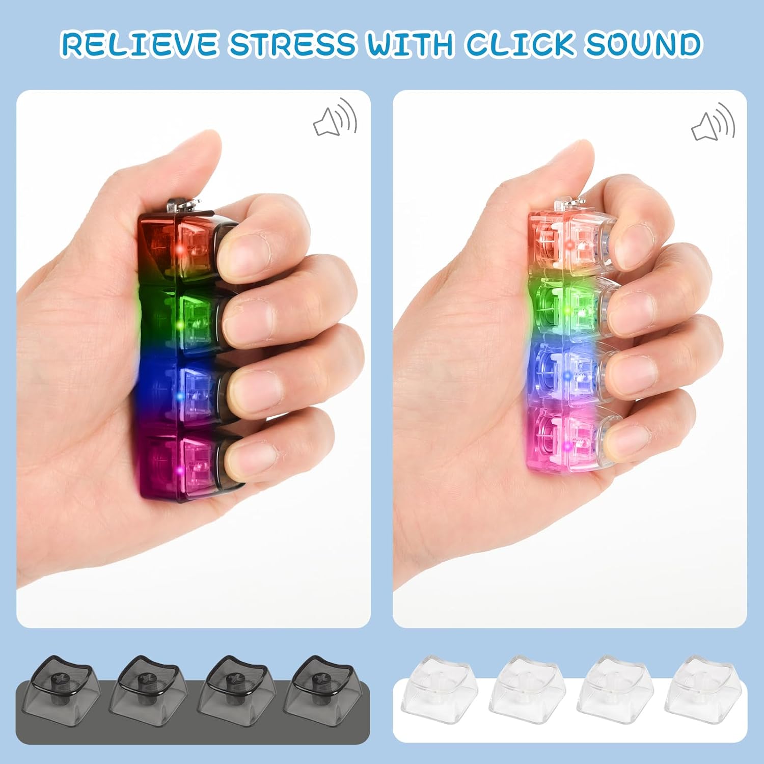 Light Up Keyboard Fidget Toy for ADHD, 4-in-1 Decompression Button ...