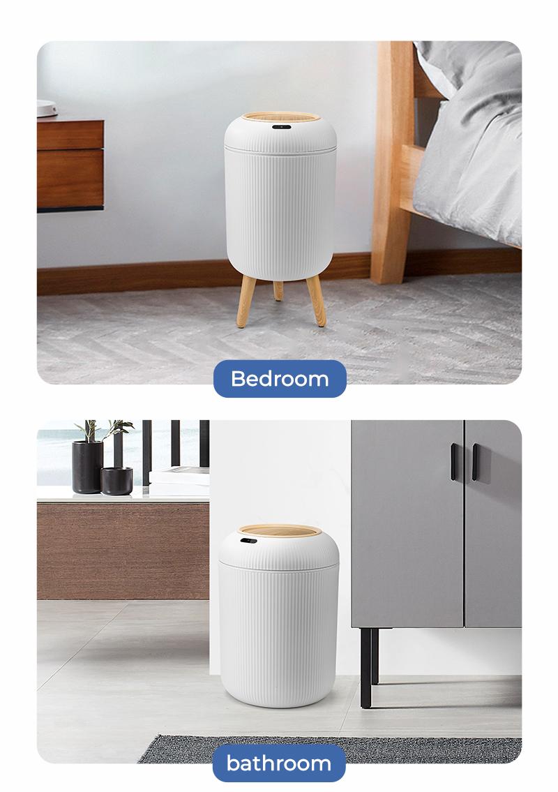 Pukomc Smart Induction Waterproof Trash Can for Bathroom, Bedroom, Office Nordic Style, Household Items Saving Space Motion Sensor Multifunctional Home Goods Environmentally Friendly Automatic