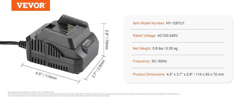 VEVOR 20V 4.0Ah Lithium-Ion Battery - High-Capacity Replacement Battery Pack for Power Tools Batteries, Compatible with 20V Cordless Power Tools