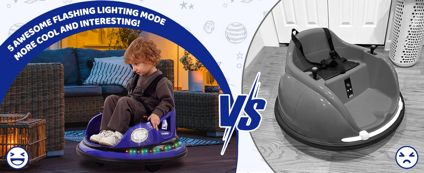Dripex 12V Bumper Car for Toddlers, Kids Electric Ride-On Toys W/Remote, 2 Speeds, 360° Spin, LED Lights, Music & DIY Stickers, Gift for 3-6 Boys Girls