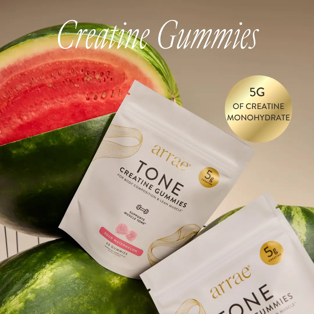 Arrae Sour Watermelon Tone| Women's Creatine Monohydrate Gummies| Gut-Friendly Formula| Sour Watermelon Flavor| 15-Day Supply|  Fitness Supplement Dietary Edible Healthcare