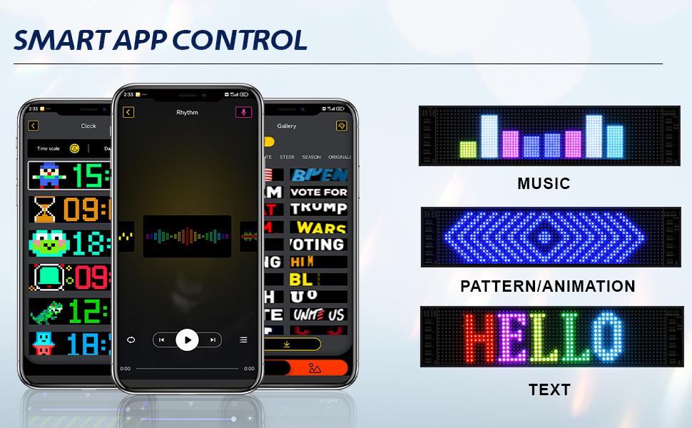 DIBMS Devil eyes For Vehicle, Truck, LED Matrix Panel, LED Sign For Car: Programmable, Bluetooth APP Control,Wireless APP-Controlled Scrolling LED Screen, Dynamic USB-Powered LED Display Screen