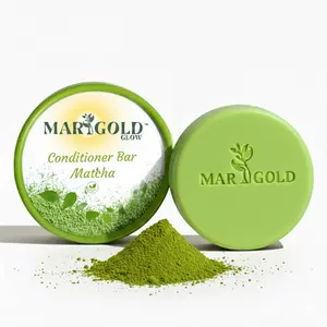 Marigold glow Conditioner Bar – Infused with Matcha, Aloe & Hemp Seed Oil – For Smooth, Frizz-Free, Hydrated Hair – Sustainable, Zero-Waste Alternative. 3 Ounce (Pack of 1)