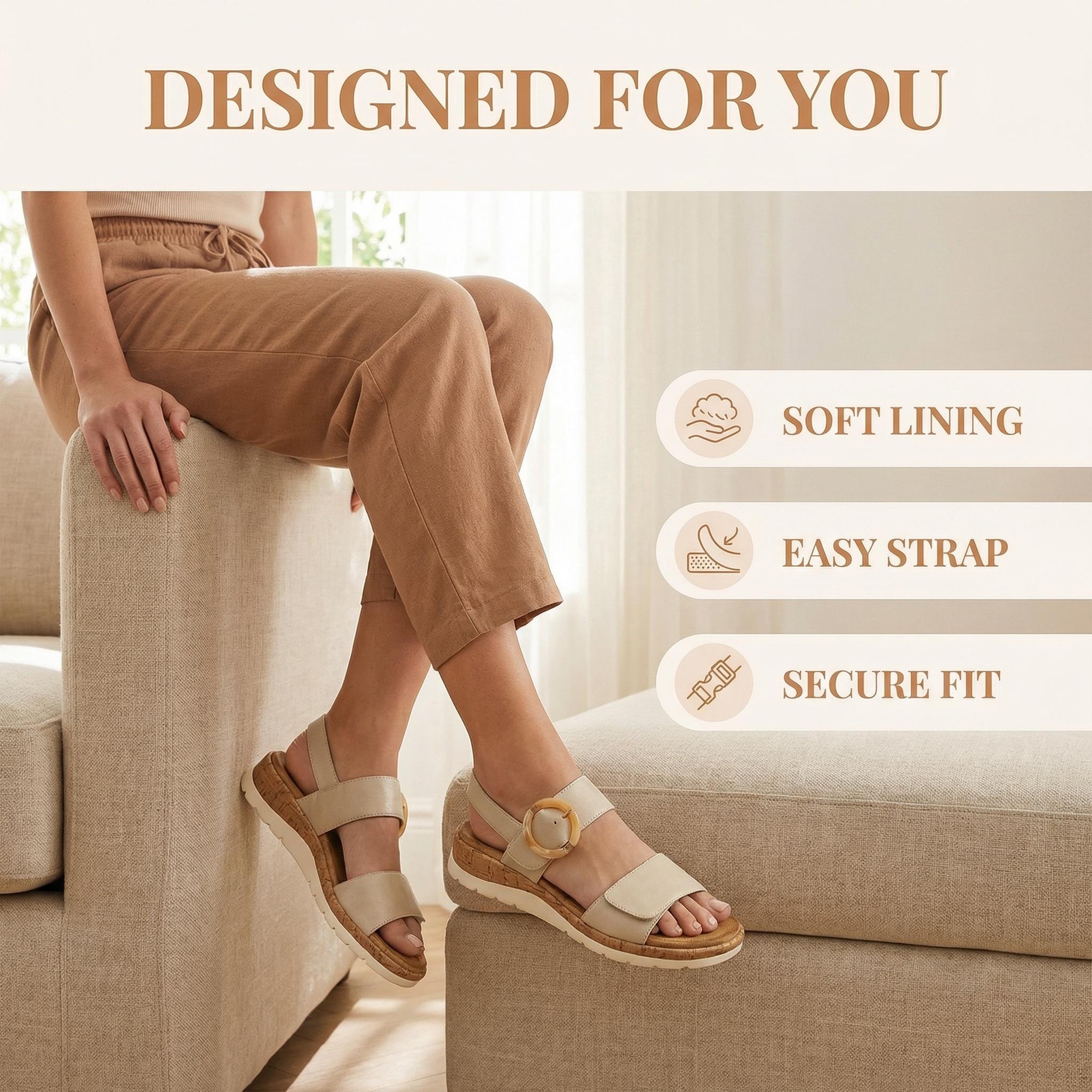 UBFEN Womens Sandals Arch Support Open Toe Walking Comfy Casual Low Wedge Summer Shoes