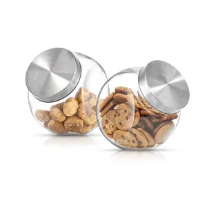 Round Glass Cookie Jar with Airtight Lids