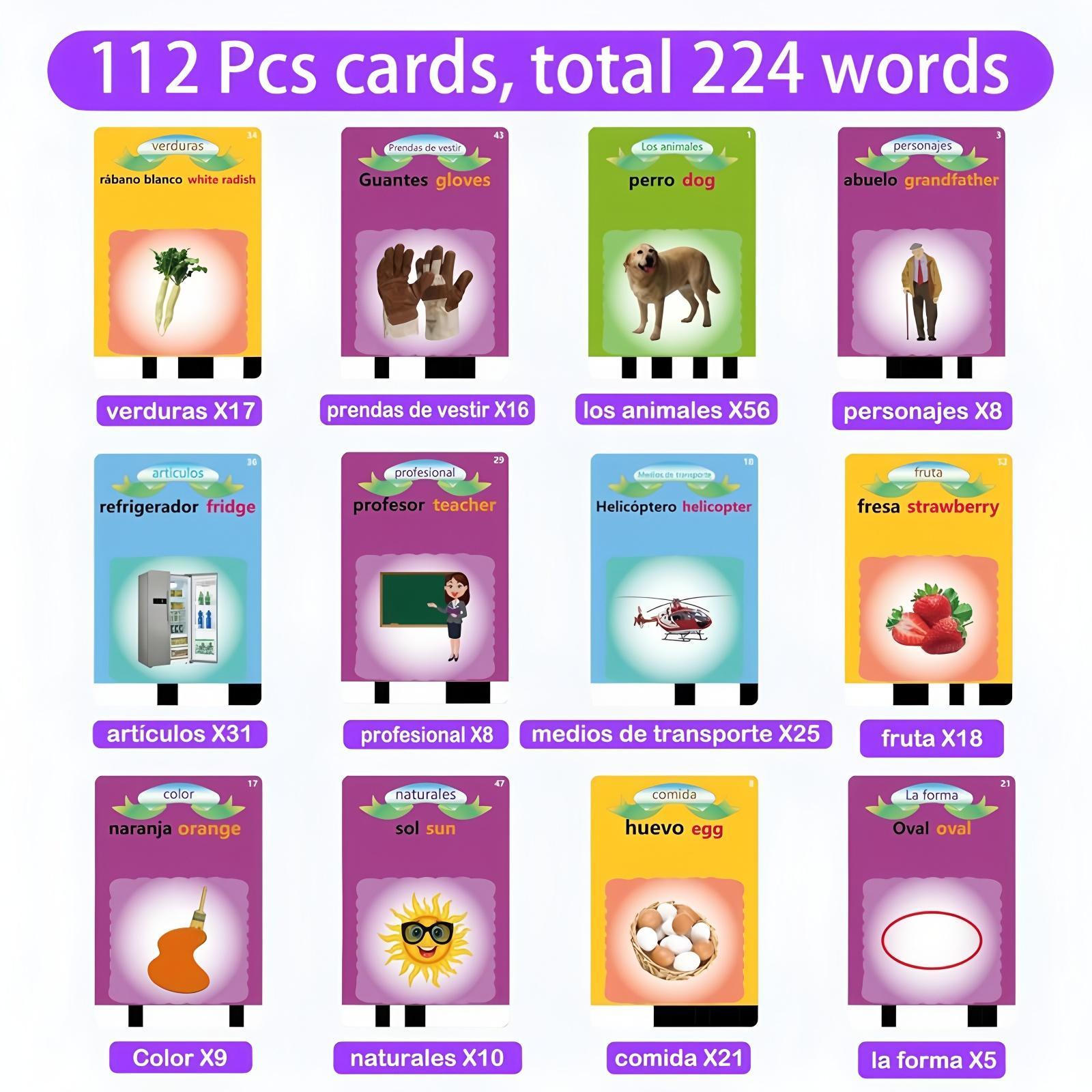KIDGENIUS Bilingual English & Spanish Talking Flash Cards for Toddlers - 224 Sight Words Interactive Educational Toy for Kids Ages 1-8 - Perfect for Children’s Day & Summer Holidays Sensory KIDGENIUS Bilingual English & Spanish Talking Flash Cards for Toddlers - 224 Sight Words Interactive Educational Toy for Kids Ages 1-8 - Perfect for Children’s Day & Summer Holidays Sensory