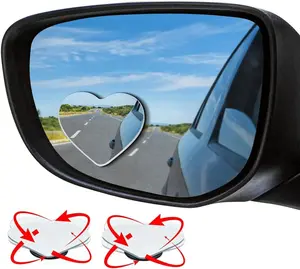 JOYTUTUS 2026 2 Pack Heart-Shaped Blind Spot Mirror for Cars Wide Angle Side View Mirror Universal Fit Frameless Design 360-Degree View Modern Aesthetic