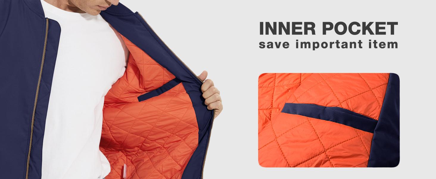 MAGCOMSEN Men's Quilted Bomber Jacket Fall Winter Jacket Warm Windbreaker Full Zip Casual Padded Coats Menswear Tops Fallfreshness Outdoorfun