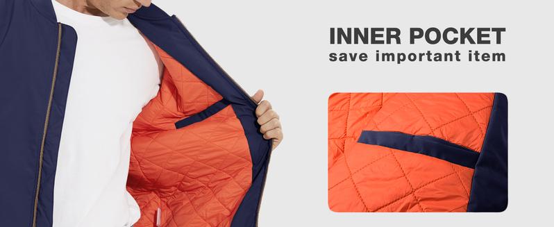 MAGCOMSEN Men's Quilted Bomber Jacket Fall Winter Jacket Warm Windbreaker Full Zip Casual Padded Coats Menswear Tops Fallfreshness Outdoorfun